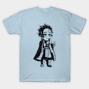 Demon Slayer Kamado Tanjirou Kawaii Line Art T-Shirt